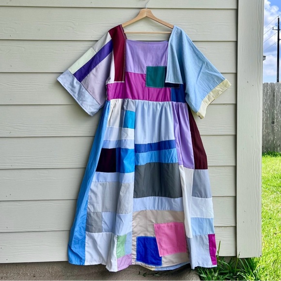 Handmade Quilted Patchwork Colorblock Dress SKU 05224 - Picture 4 of 10